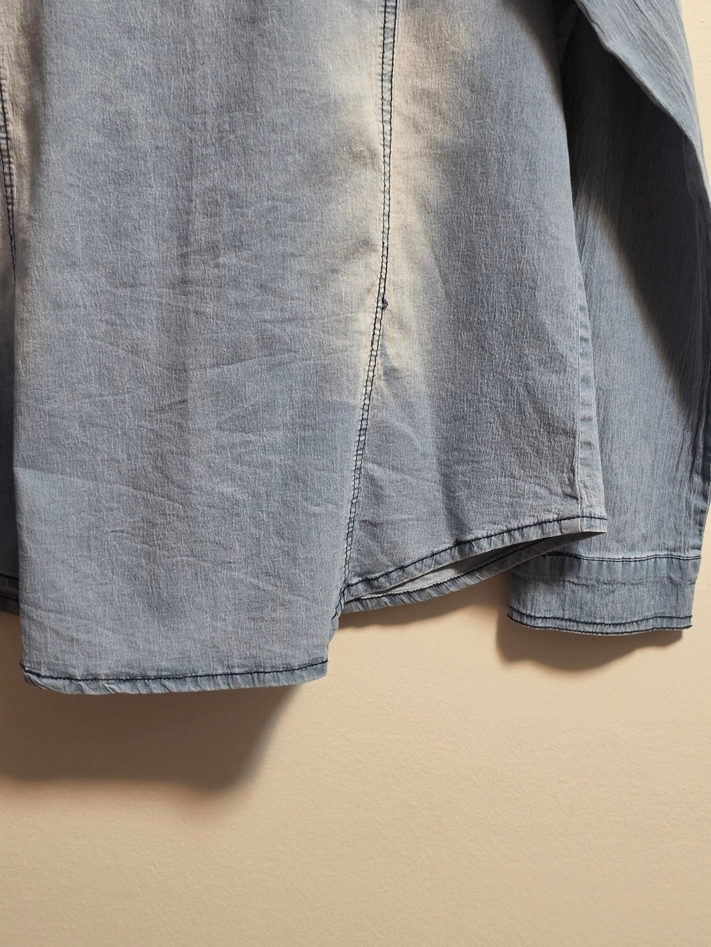 Dorado Light Wash Denim Shirt with Floral Embroidery - Picture 9 of 9